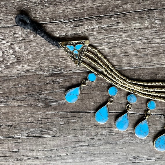 Turquoise Choker Necklace, Vintage Blue Turquoise… - image 3