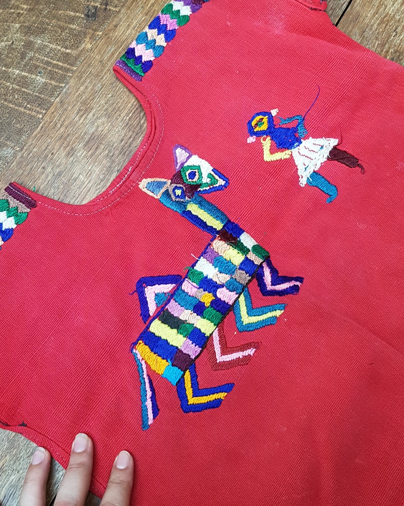 Vintage Girls Childs Huipil Top 1970s Chajul Guatemala