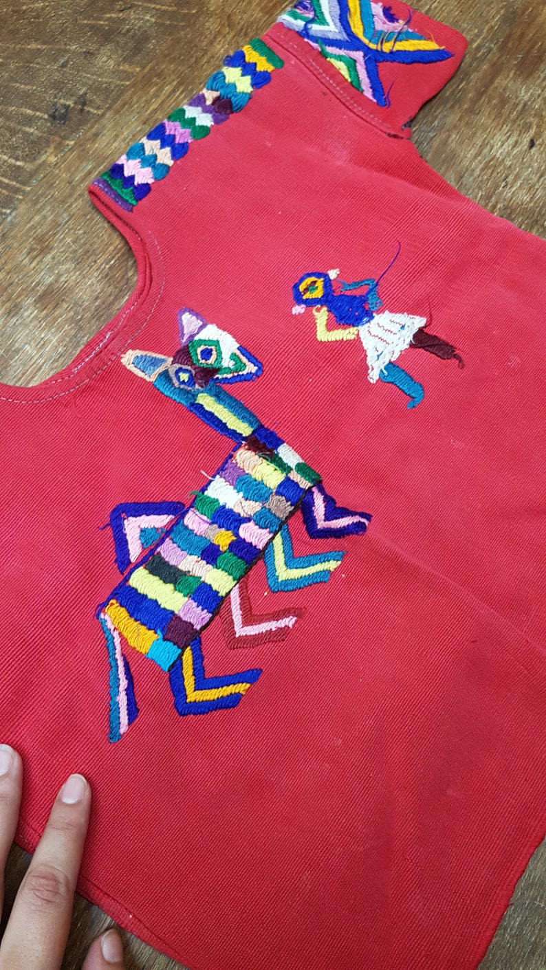 Vintage Girls Childs Huipil Top 1970s Chajul Guatemala