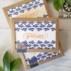 Talavera Flourish Thank You cards, Gracias | Spanish Tile, Blank Note cards