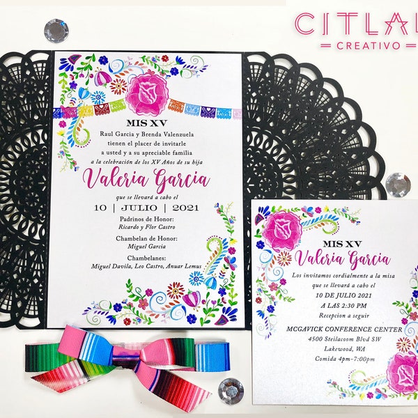 Charra / Charro Quinceañera Mexican Fiesta Laser Cut Doily Birthday Invitations