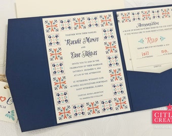 Talavera Spanish Tile Mexican Fiesta Wedding Invitation