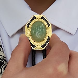 Aangepaste bolo stropdas met groene aventurijn edelsteen - western stropdassen - heren stropdas - kies zilver, goud of koper - bruiloft stropdassen