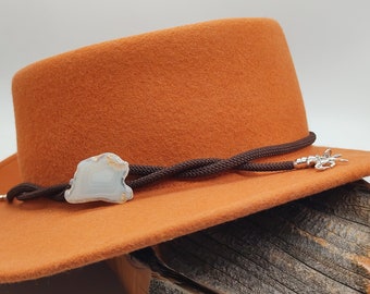Banded Agate Hat Band- Cowboy Hat Band - Hat Accessory - Adjustable HatBand - Hat Jewelry -Handmade -Women&#39;s Gift -Men&#39;s Gift - Vegan