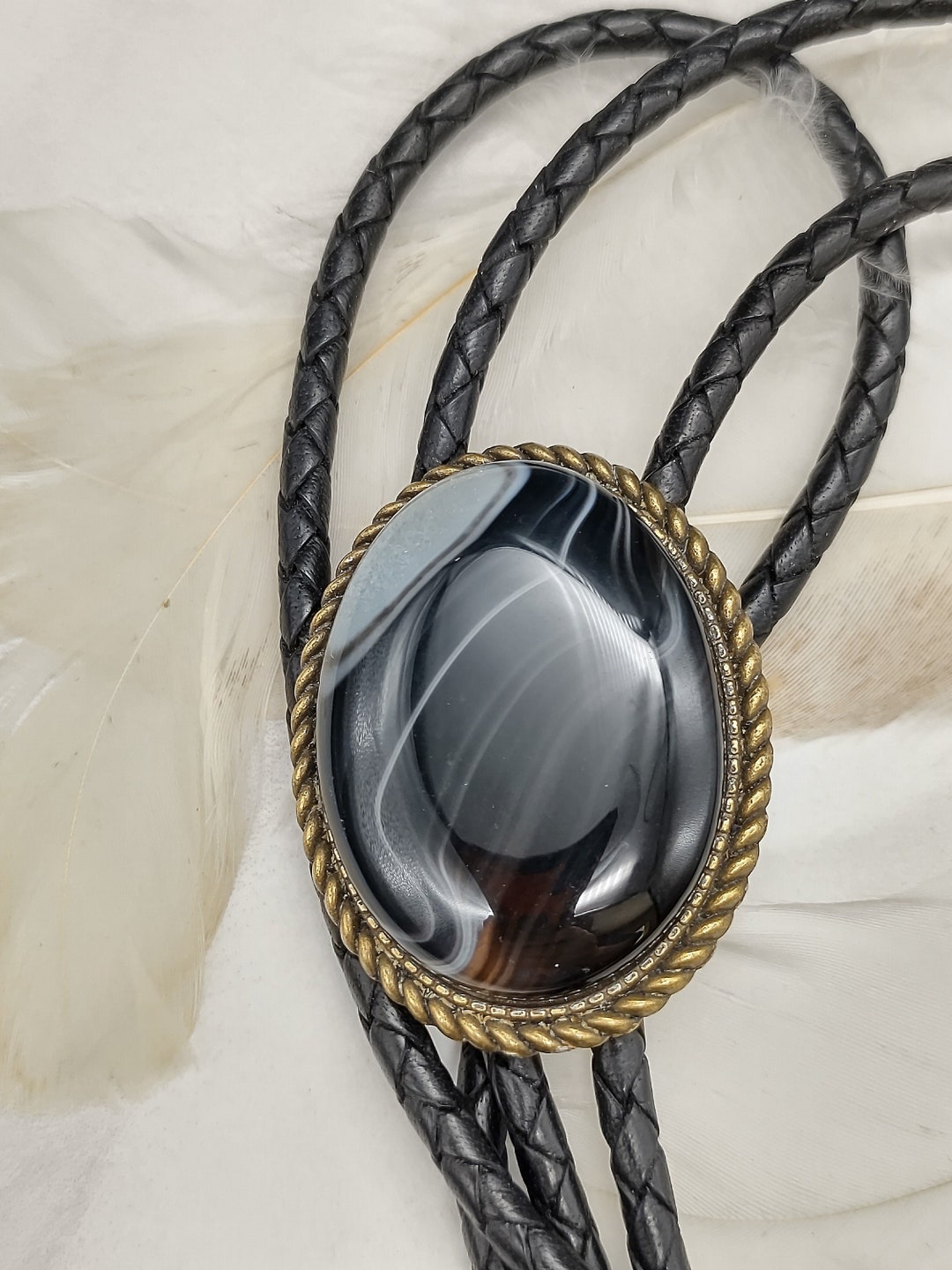 Custom Bolo Tie With Agate Custom Wedding Tie Men's Bolo Tie Gold or