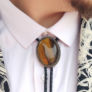 Custom Tigers Eye Bolo Ties wedding Bolo Tie western Necktie silver or ...