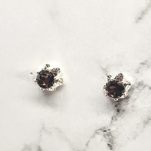 Small Smokey Quartz Stud Sterling Silver Earrings - Posts - Boho  Earrings - Gemstone Studs -Silversmith - Handmade Faceted Earrings - Gift