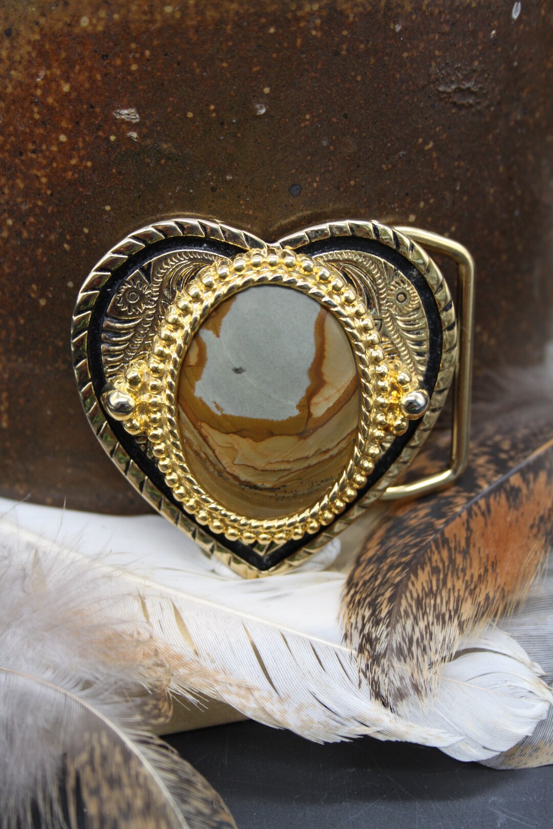 Women's Western Belt Buckle With Owyhee Picture Jasper Boho Cowgirl