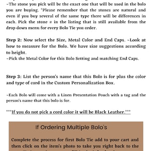 Black Onyx Bolo Tie Custom Black Bolo Ties Wedding Bolo Tie Black Stone Bolo Tie Silver, Copper or Gold with Leather or Vegan Cord image 4
