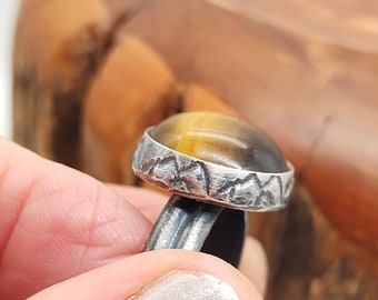 Tiger's Eye Jasper Ring - Sterling Silver Ring - .925 Sterling Silver - Silversmith Ring - Gemstone Ring - Mountain Ring - Ready to Ship