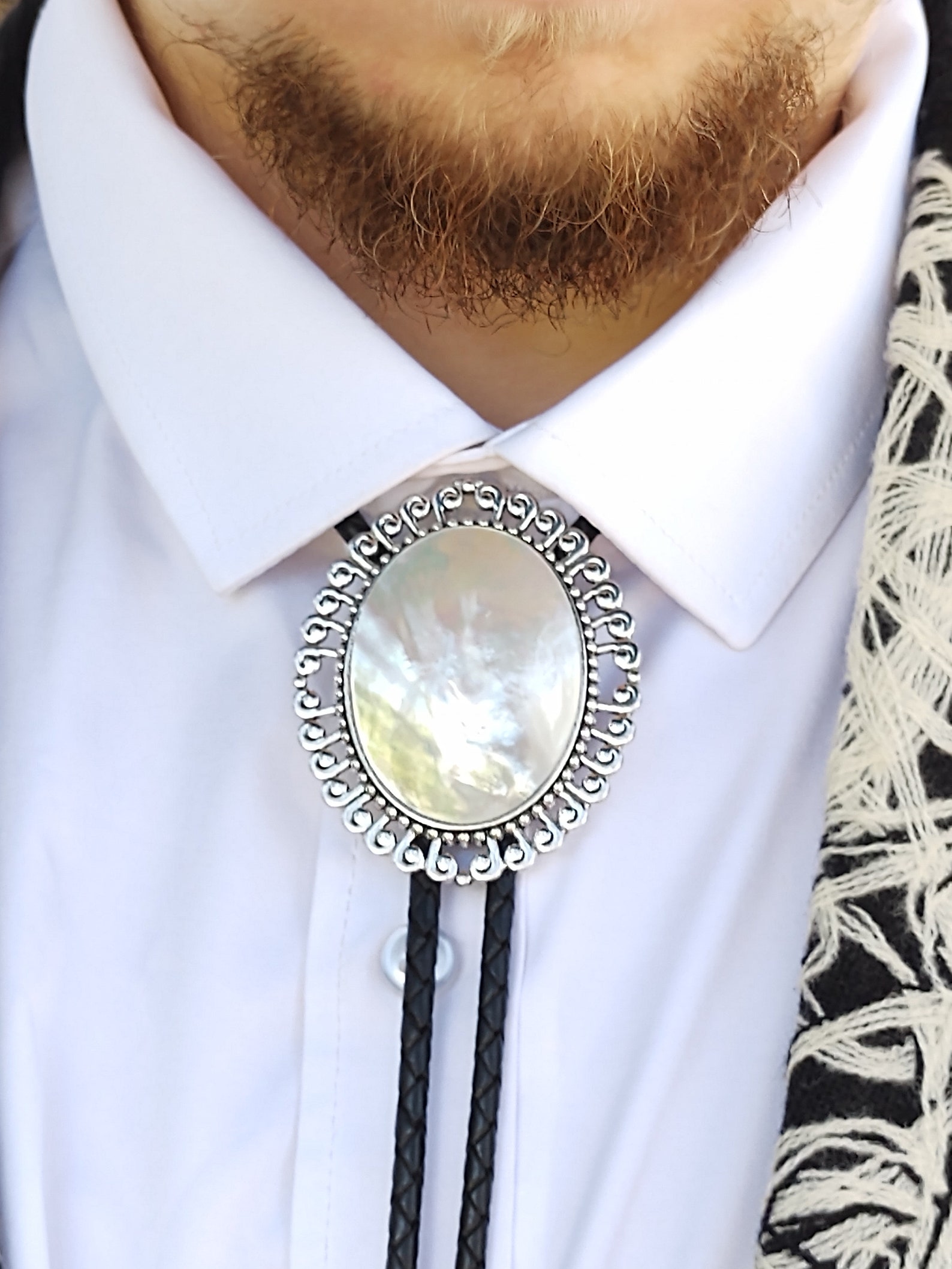 Custom Bolo Tie With Mother of Pearl Gemstone Custom Wedding - Etsy