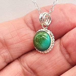 Turquoise Pendant Sterling Silver Necklace, Dainty Round Turquoise, Custom Choice Genuine Blue Green Turquoise, Layer Jewelry