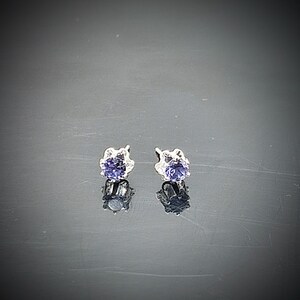 Peut inclure: Une paire de boucles d'oreilles en argent avec de petites pierres précieuses rondes et violettes.