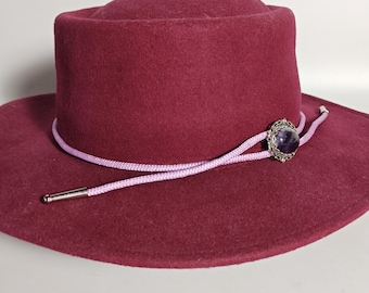 Cowboy Hutband mit Amethyst Stein - Western Hutband - Hutzubehör - Geschenk für Männer oder Frauen - Boho Cowgirl Hutband