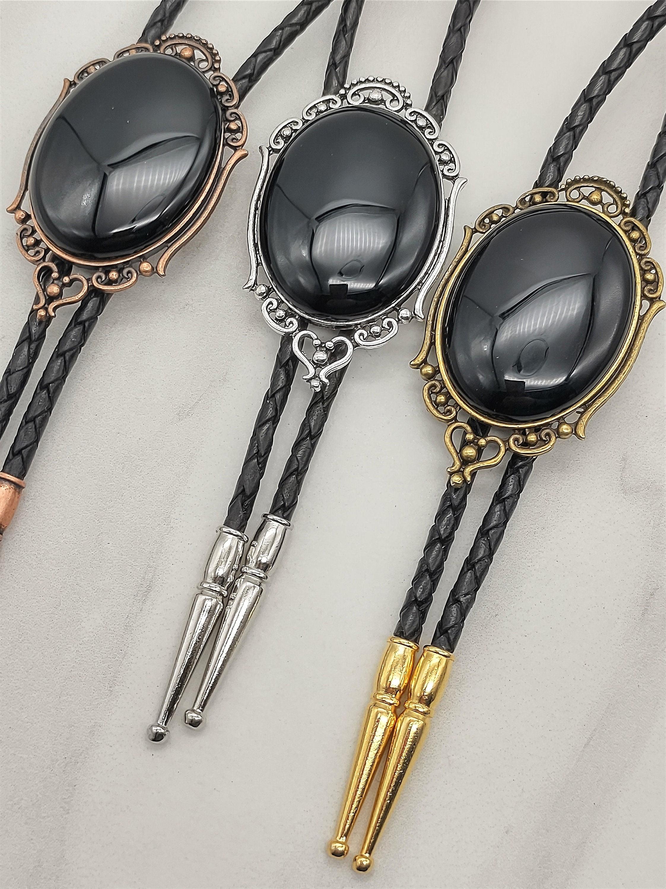 Black Onyx Bolo Tie -custom Black Bolo Ties - Wedding Bolo Tie