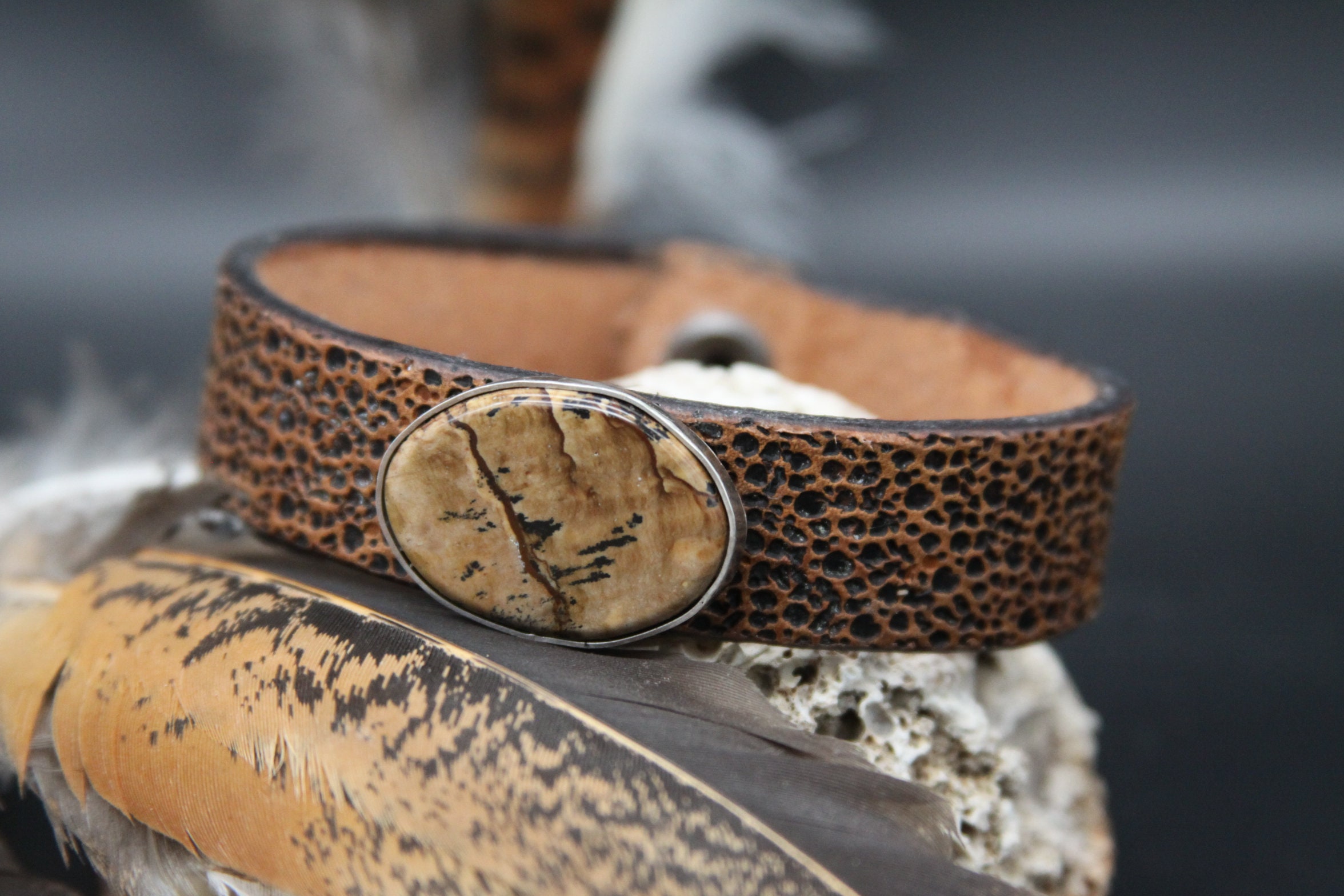 Western Mens Cuff Bracelet Jasper Cuff Bracelet Silver Etsy