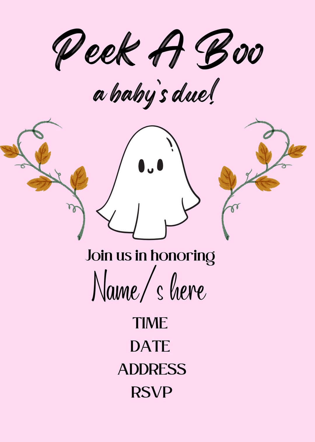 Halloween Baby Shower Invitations Digital Editable Templates Etsy
