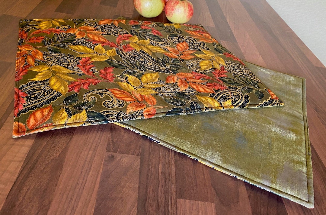 Place Blanket Autumn Gold Green Paisley Etsy