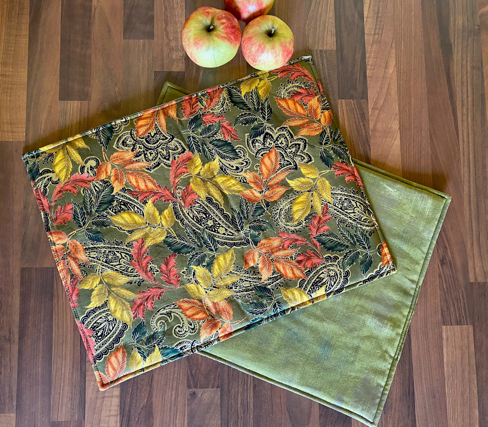 Place Blanket Autumn Gold Green Paisley Etsy