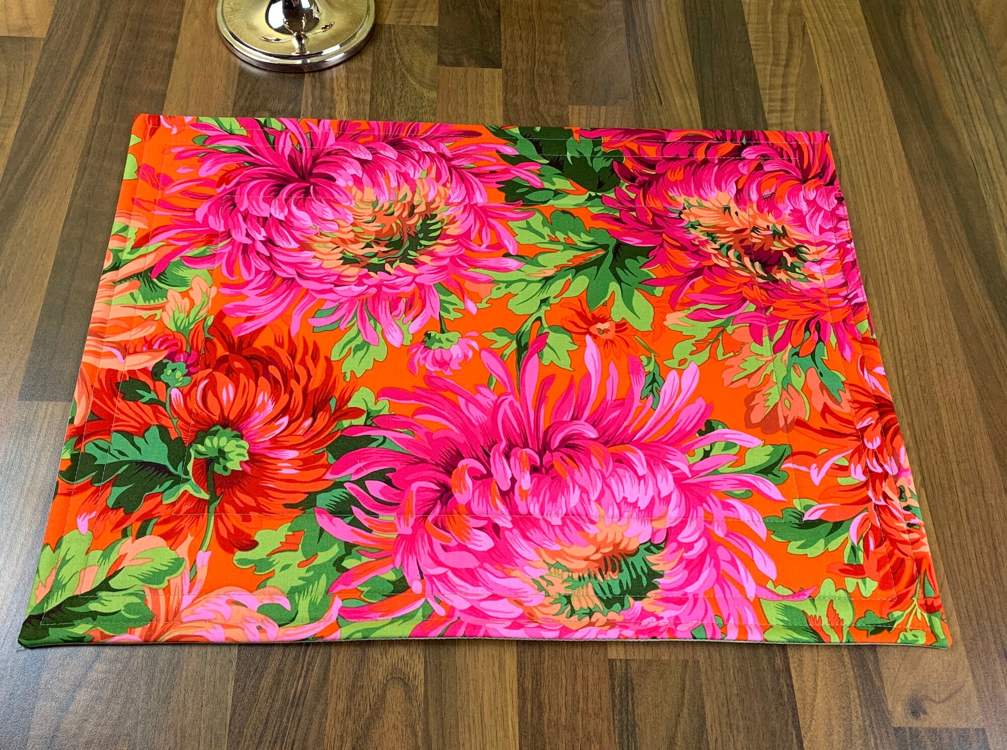 Placemat Square Ceiling Square Mat Chrysanthemums Red Pink Etsy