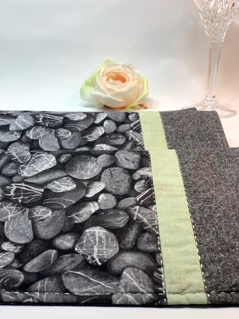 Table runner grey Stones-handmade