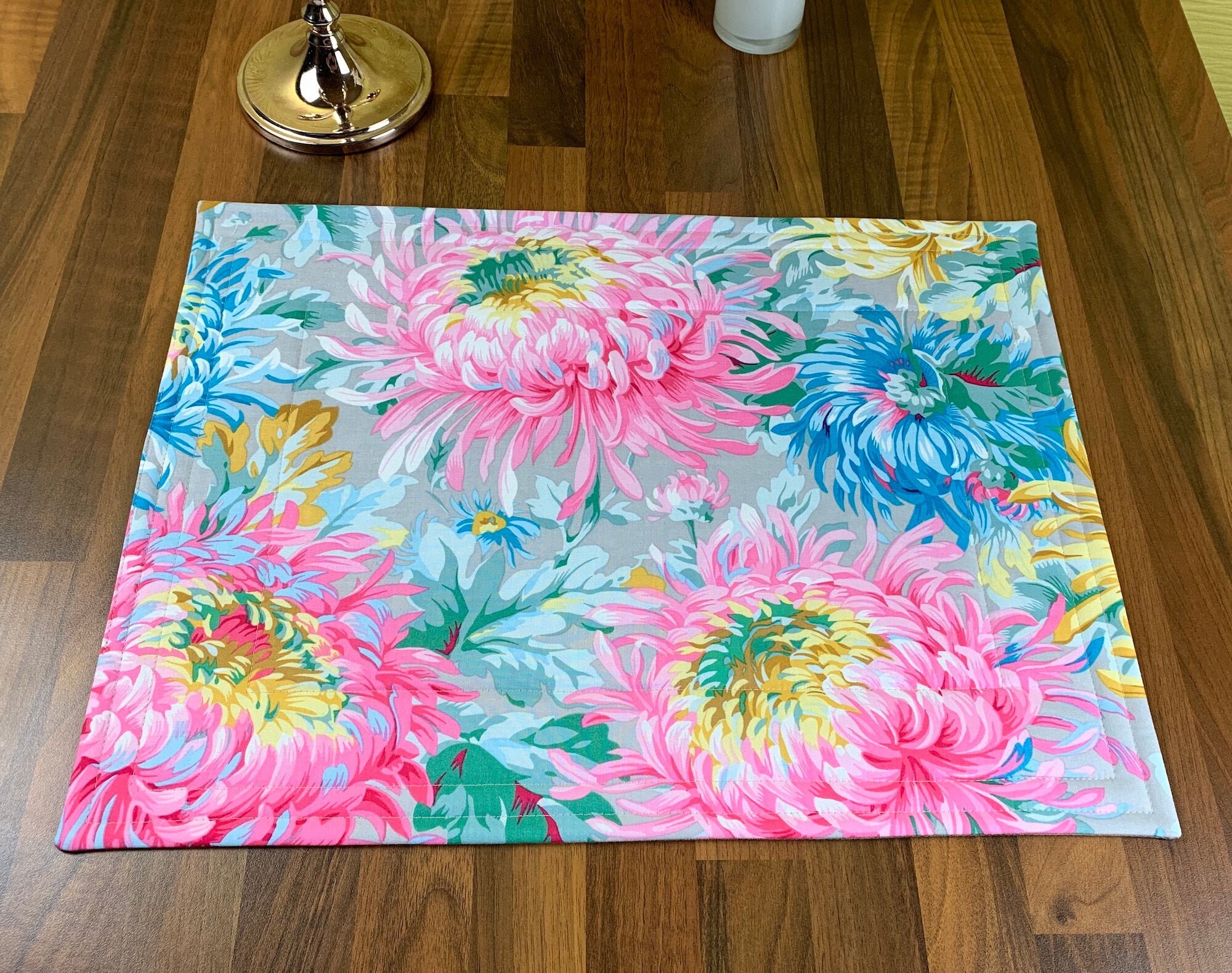 Placemat Square ceiling Square mat Chrysanthemums pink light Etsy