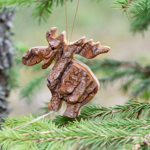 Wooden Christmas Moose Ornaments, Rustic Tree Ornaments, Elk Ornament, Christmas Tree Ornaments, Wildlife Ornament, Animal Ornaments image 1