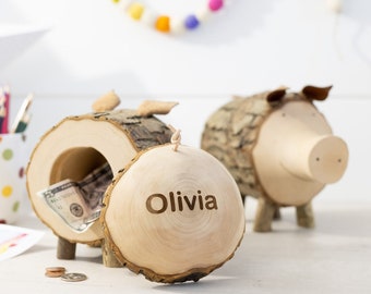 Personalized Bank, Wooden Piggy Bank, Custom Piggy Bank, Pig Lover Gift, Wood Gifts for Kids, Personalized Baby, Moneybank, Wooden Coin Bank