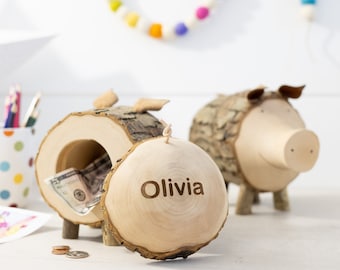 Personalized Bank, Wooden Piggy Bank, Custom Piggy Bank, Pig Lover Gift, Wood Gifts for Kids, Personalized Baby, Moneybank, Wooden Coin Bank