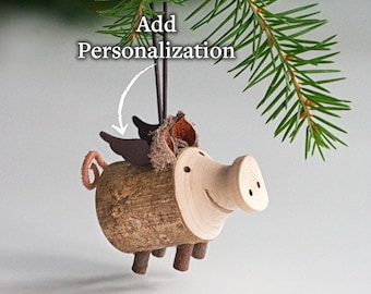 Fliegen Schwein Figur, fliegendes Schweinchen, lustige Weihnachtsbaum Ornament, Geschenk weißer Elefant, Schwein Liebhaber, Schwein mit Flügeln, Schwein Geschenk, süße Verzierung