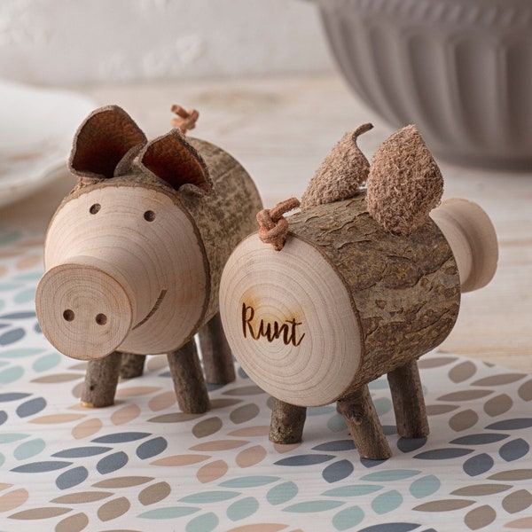 Personalized Pig Figurine, Pig Gifts, Cute Pig Decor, Cute Pig Ornament, Wooden Animal Figurines, Pig Collectibles, Pig Lover Gift