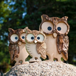 Wooden Owl Figurines, Bird Figurines, Wood Owl Decorations, Primitive Owls, Owl Decor, Owl Ornaments, Owl Art, Owl Statue, Animal Figurines