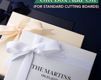 Gift Box Add-On for Standard Cutting Boards – Maple, Cherry, Walnut, Bamboo | Personalized Lid Text Option | Premium Packaging with Ribbon