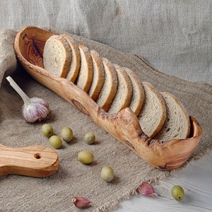 Decorative Bowl, Dough Bowl, Serving Bowl, Olive Wood Live Edge Bowl, Centerpiece for Table Decor, Long Bowl, Baguette Bowl, Bread Bowl