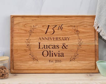 Wooden Anniversary Gift Cutting Board Personalized Custom Board Anniversary Gifts for Couples