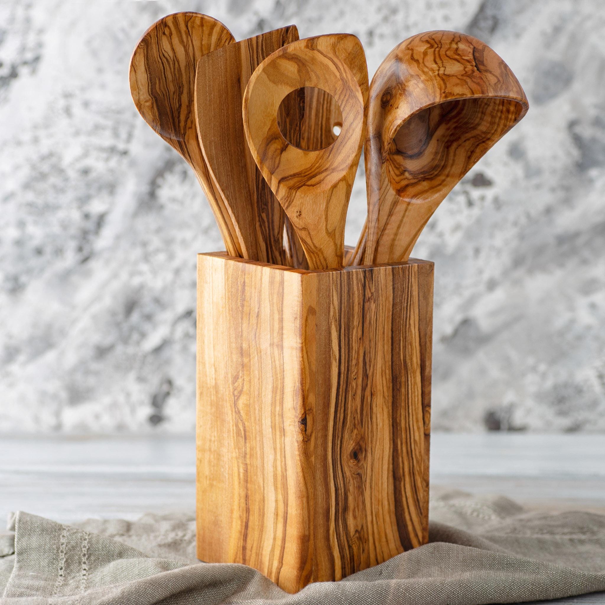 Olive Wood Utensil Set, Personalized Utensils, Engraved Olive Wood Utensil Set, Personalized Utensils, Engraved