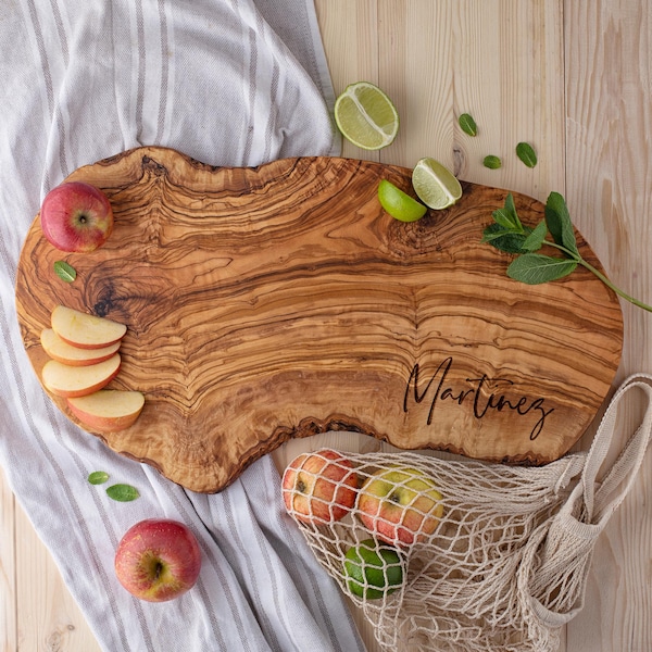 Live Edge Charcuterie Board Personalized Rustic Cheese Board Custom Olive Wood Board Live Edge Board 5th Anniversary Gift Wedding Gift
