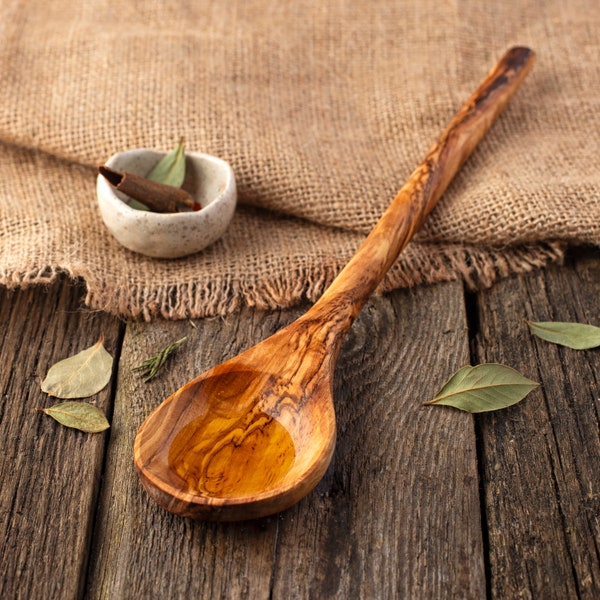 Wooden Cooking Spoons, Set of 2, Wood Spoons Set, Olive Wood Utensils, Sauce Spoons, Kitchen Utensils, Farmhouse Kitchen Decor