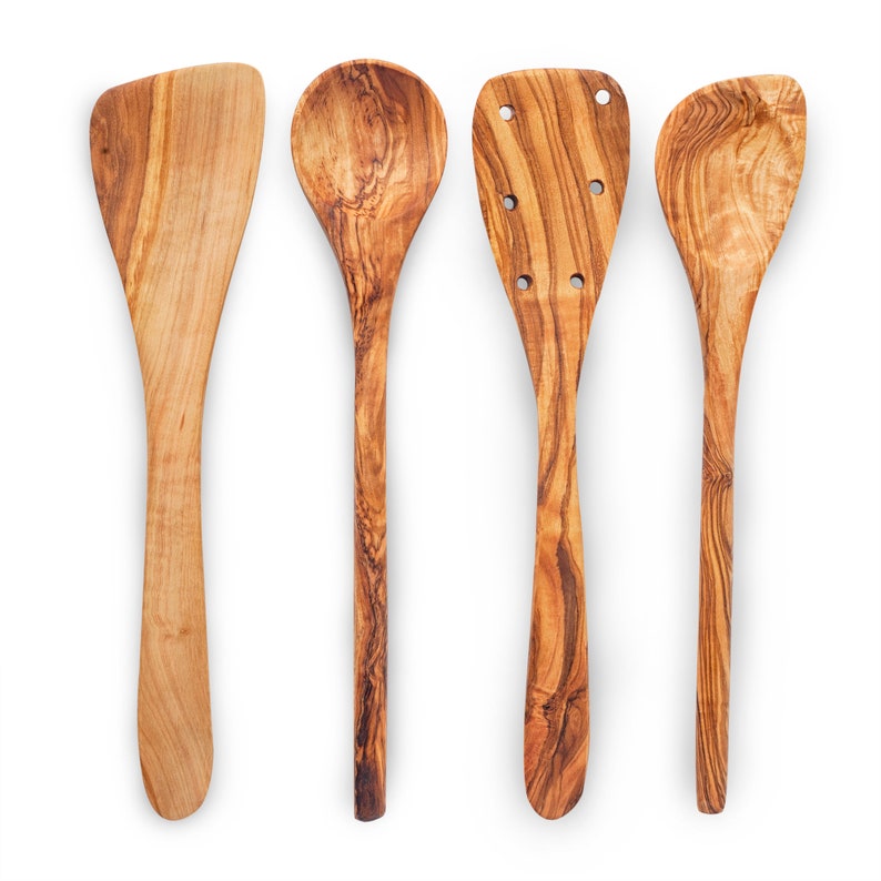 Olive Wood Utensil Set Wooden Utensils for Cooking Kitchen Etsy