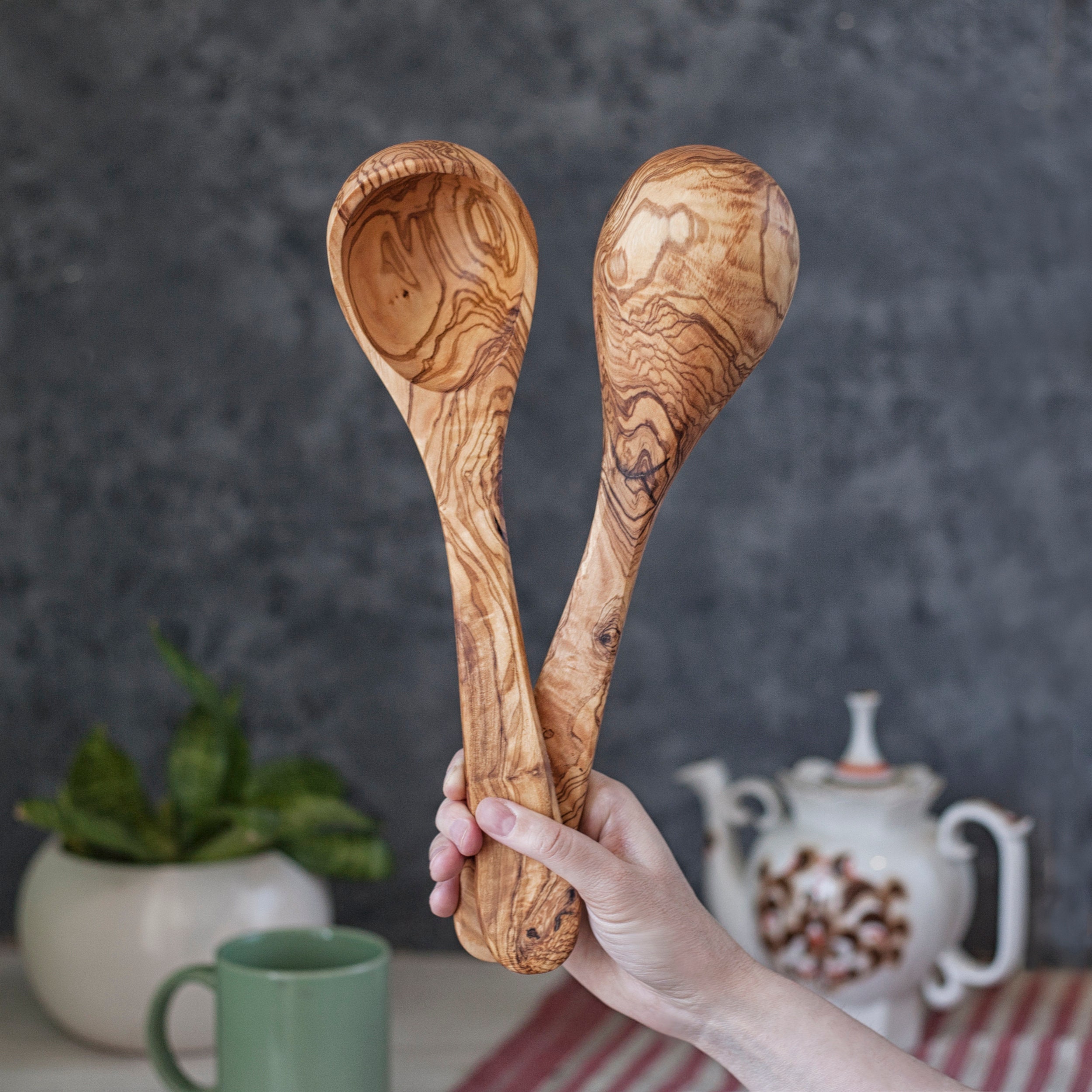 Hand-carved Olive Wood Spoons/Fork/Ladle – Maison Carthage