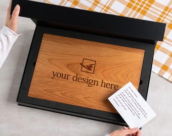 Custom Logo Cutting Board with Gift Box | Personalized Business Gift | Corporate Client Gift | Engraved Employee Gift | Realtor Closing Gift
