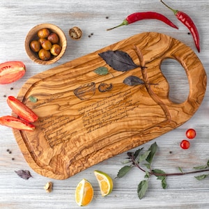 Engraved Wood Board, Personalized Recipe Cutting Board, Engraved Recipe Keepsake, Custom Cutting Board with Juice Groove, Handwritten Recipe