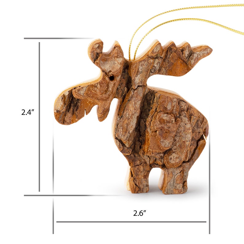 Wooden Christmas Moose Ornaments, Rustic Tree Ornaments, Elk Ornament, Christmas Tree Ornaments, Wildlife Ornament, Animal Ornaments image 6