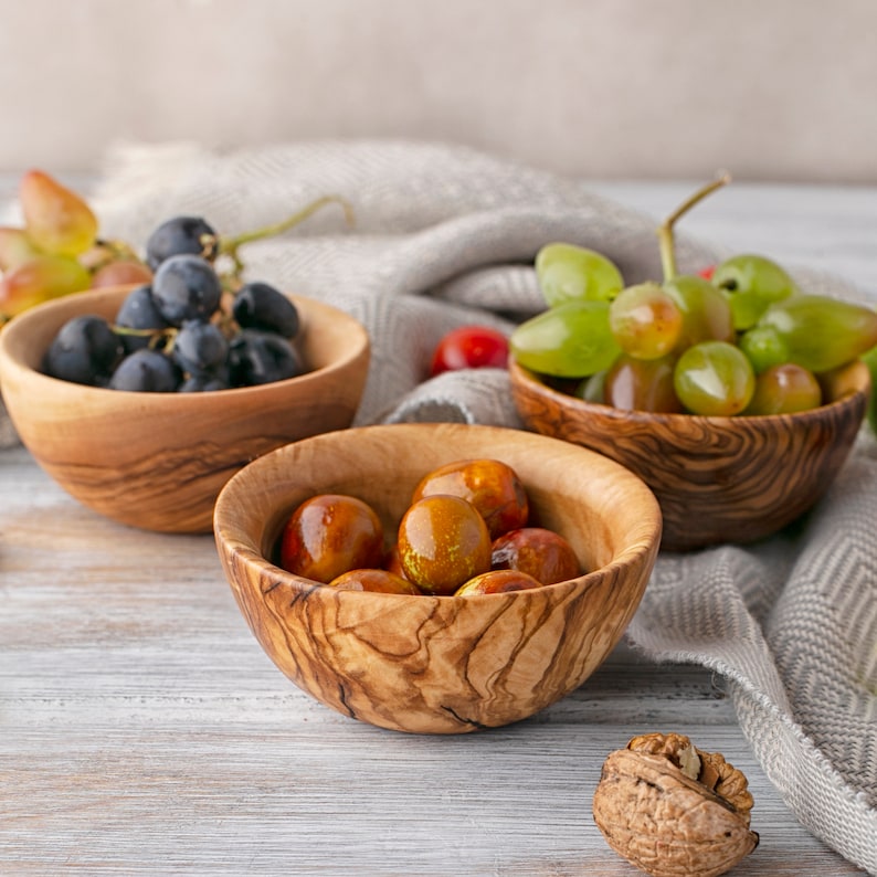 Small Olive Wood Bowls, Decorative Wooden Bowls for Snack, Candy, and Knick Knacks, Cute Bowls, Tiny Bowls for Decoration, Mini Bowls image 3