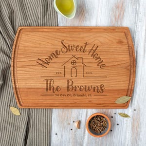 Personalized Realtor Closing Gift – Home Sweet Home Cutting Board | New Homeowners, Couples, First Home Custom Gift