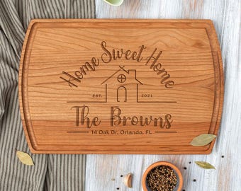 Personalized Realtor Closing Gift – Home Sweet Home Cutting Board | New Homeowners, Couples, First Home Custom Gift