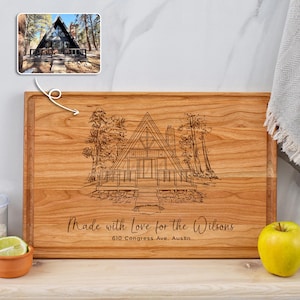 Our New Home Gift Realtor Gifts Custom Engraved Photo on Cutting Board ...