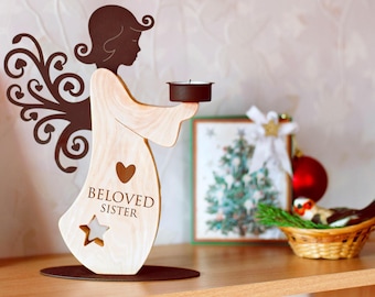 Sympathy Candle Holder, Memorial Gift, Angel Gift, In Loving Memory, Remembrance Candle, Christian Gift, Angel Statue, Christina Sympathy