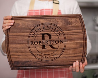 Personalized Cutting Board - Custom Wedding Gift - Engagement Gift - Gift for Couple - 5 Year Anniversary Gift - Cheese Board - Closing Gift