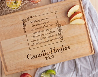 Retirement Cutting Board for Retiree Gift for Retirement Party Gift for Retirement for Him or Her Personalized Board